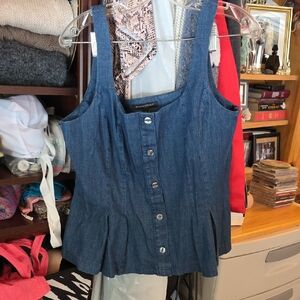 Forever 21 Blue Button-Down Denim Blouse